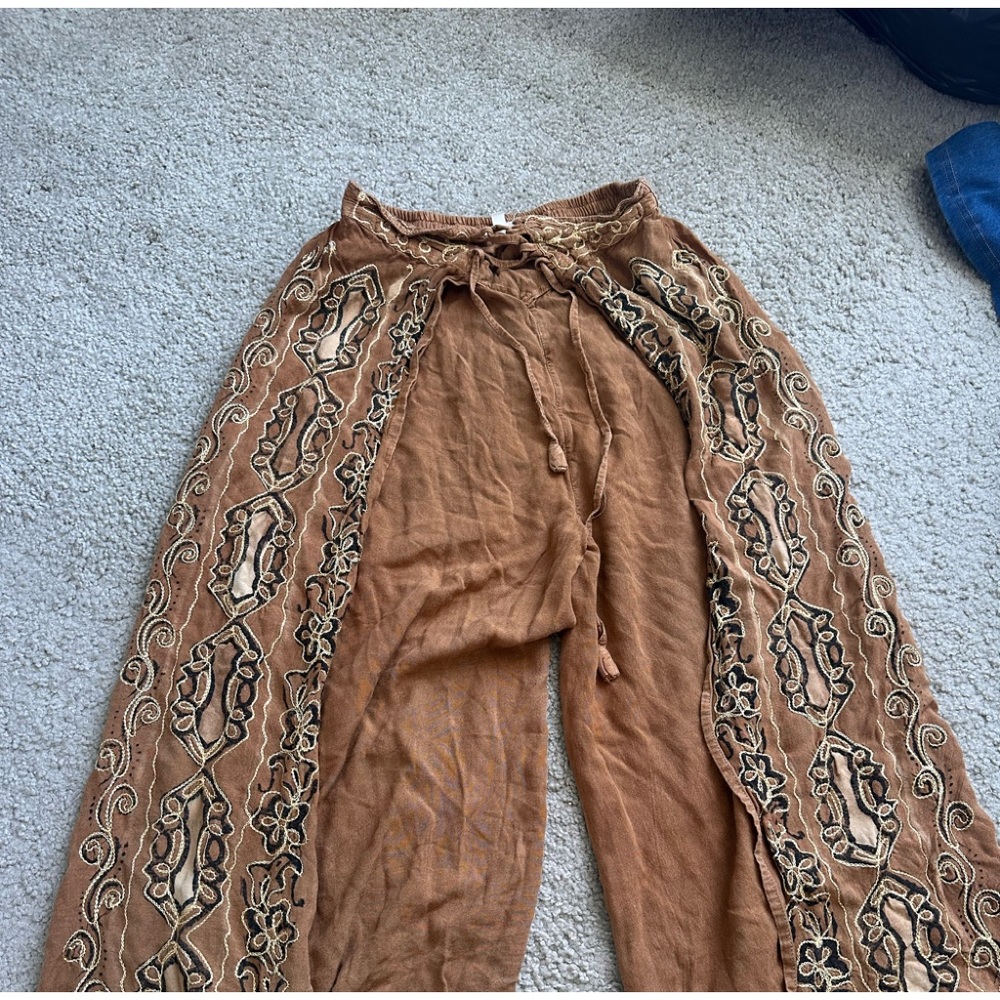 brown ashley taylor hippie pants, okay condition, barley worn